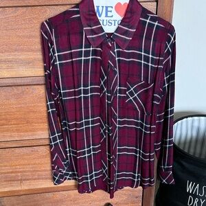 Rails Burgundy Plaid Flannel Button Down Shirt - Size XS